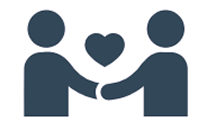 icon of two people holding hands with a heart floating above